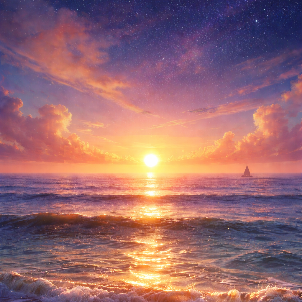 The Sun Paints Gold on an Endless Tide